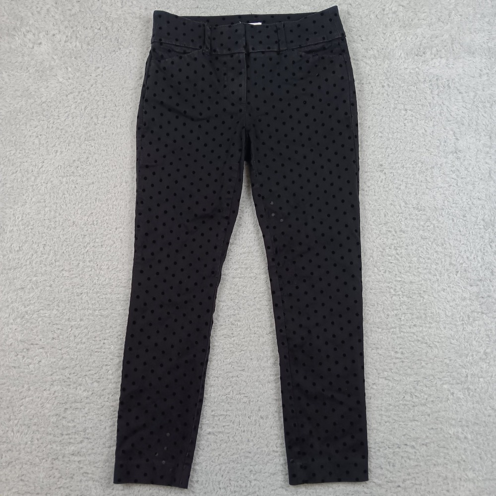 Loft Pant Sutton Skinny Ankle Women 0P Black Velvet Polka Dot s/790557